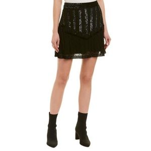 Walter Baker Judy Beaded Sequin Mini Skirt Black 4